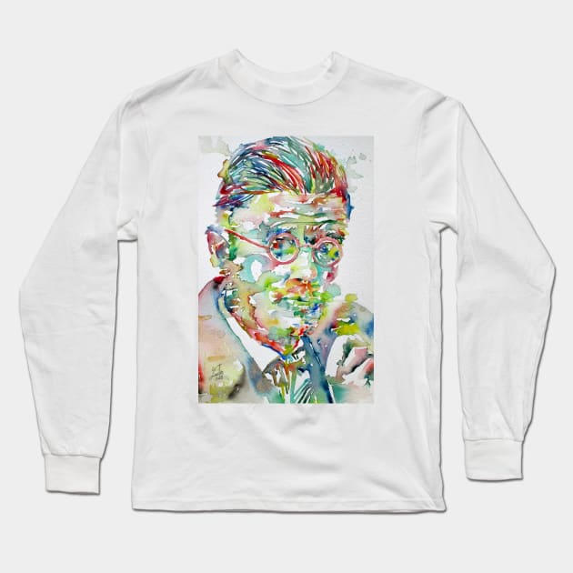 JAMES JOYCE - watercolor portrait .2 Long Sleeve T-Shirt by lautir